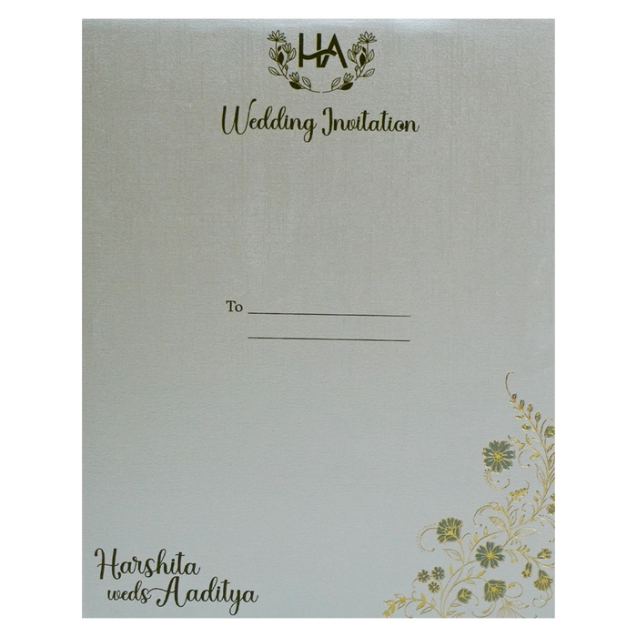 Greyish Green Padded Invitation-King of Cards
