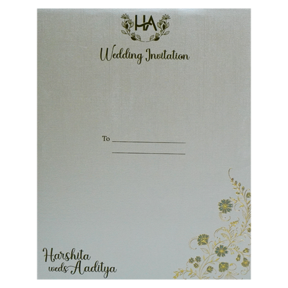 Greyish Green Padded Invitation-King of Cards