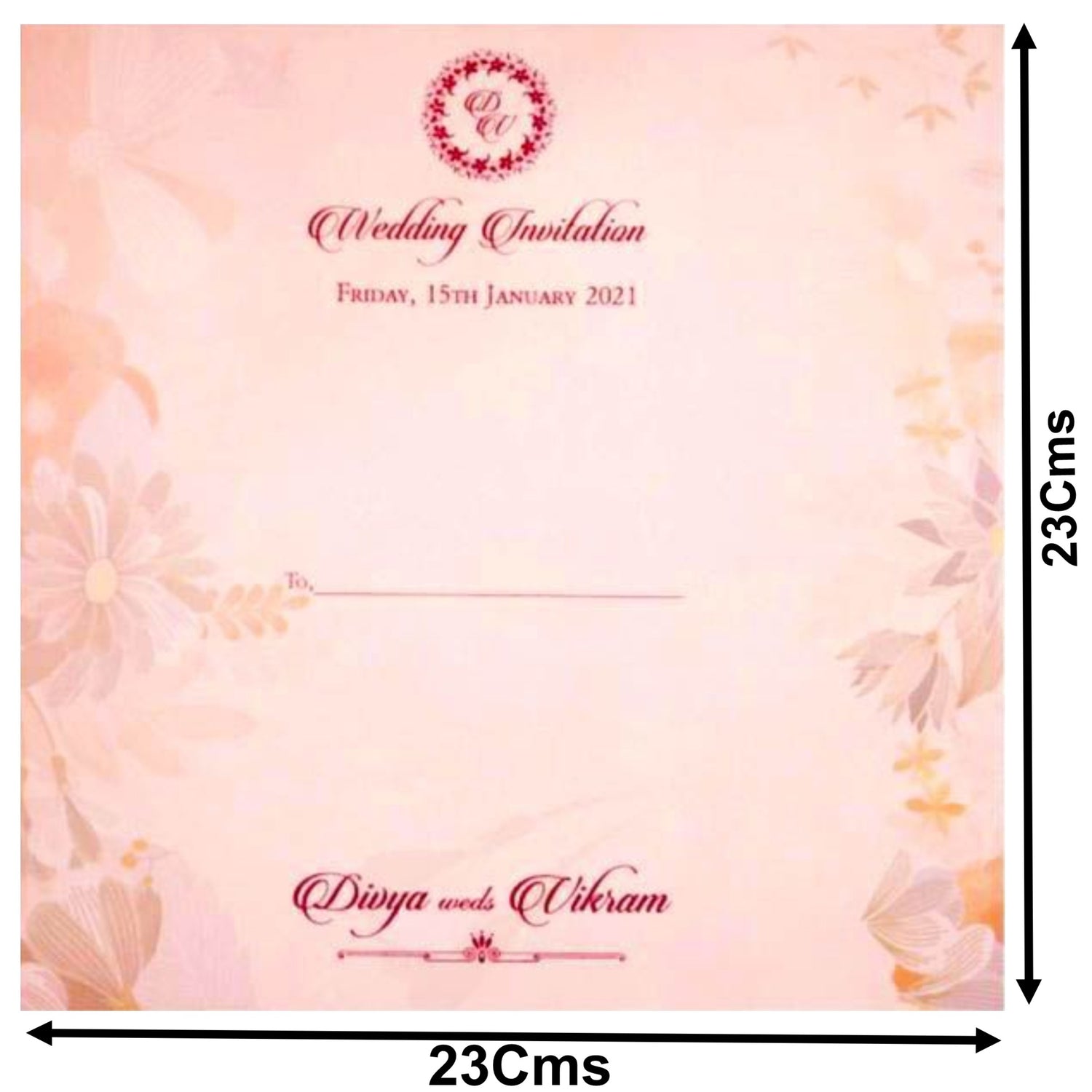 Orange Pastel Floral Padded Invitation Card-KNPO5508O