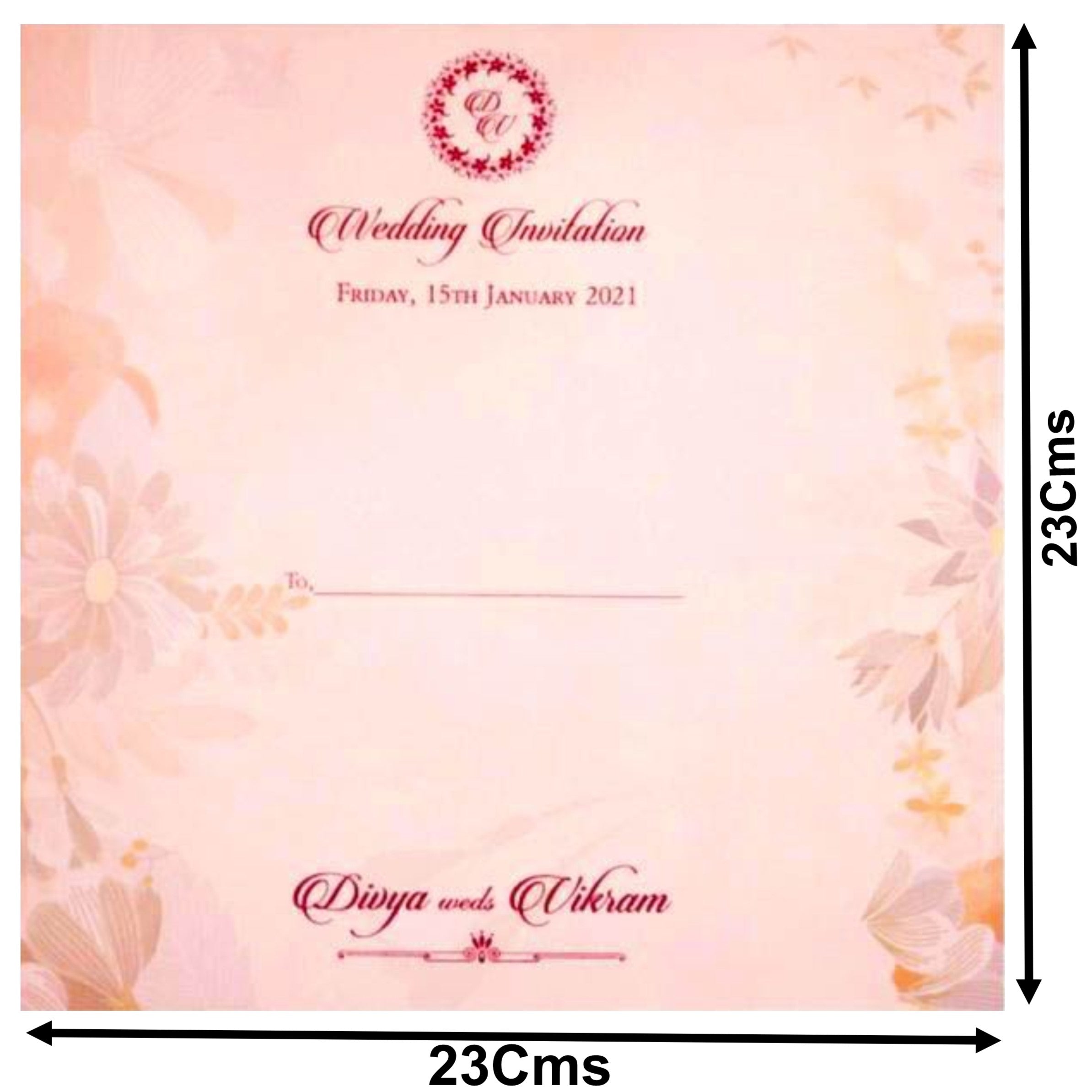 Orange Pastel Floral Padded Invitation Card-KNPO5508O