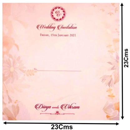 Orange Pastel Floral Padded Invitation Card-KNPO5508O