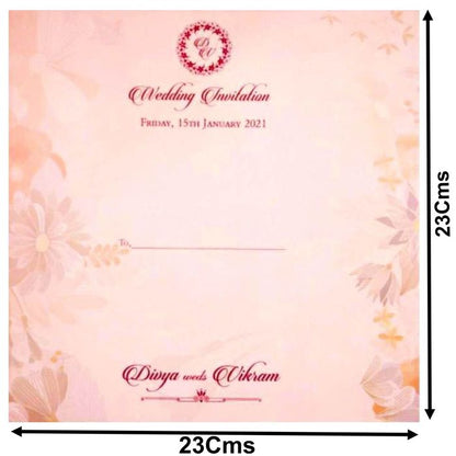 Orange Pastel Floral Padded Invitation Card-KNPO5508O-King of Cards