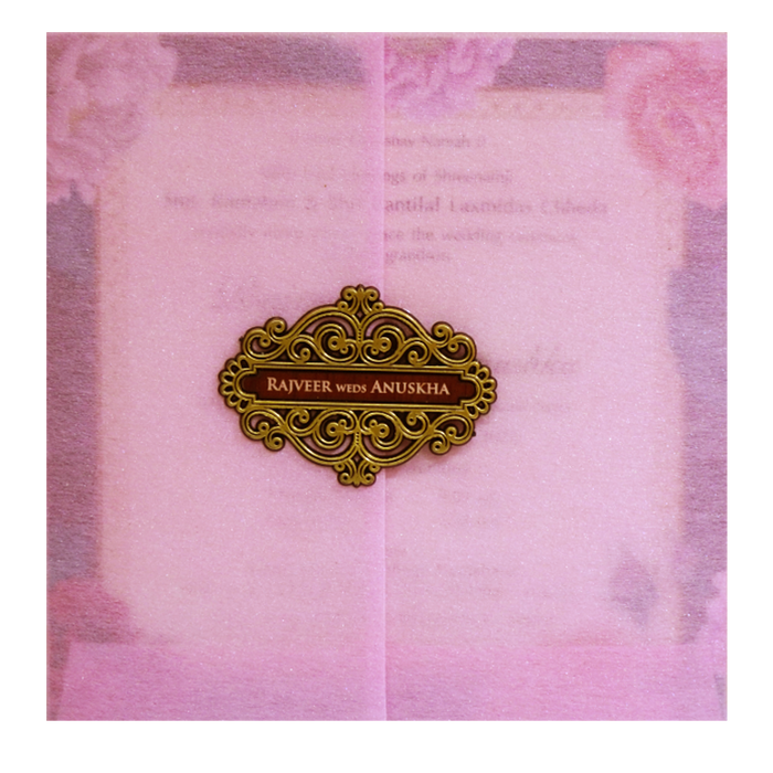 Pink Floral Tracing Wedding Invitation-King of Cards