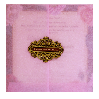 Pink Floral Tracing Wedding Invitation-King of Cards