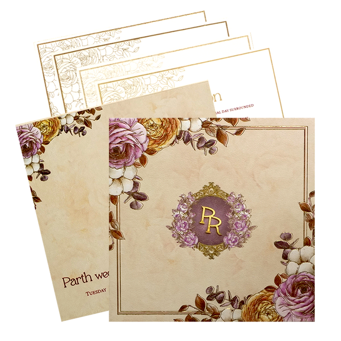 Light Orange Floral Wedding Card-King of Cards