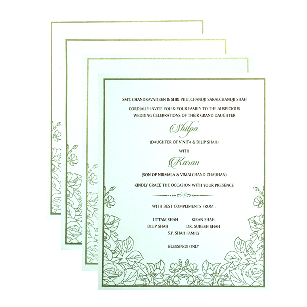 Light Green Rose Wedding Card-KPR09820