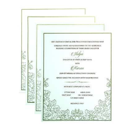 Light Green Rose Wedding Card-KPR09820