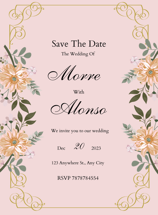 Pink Floral Christian Wedding Invitation-AACWI006