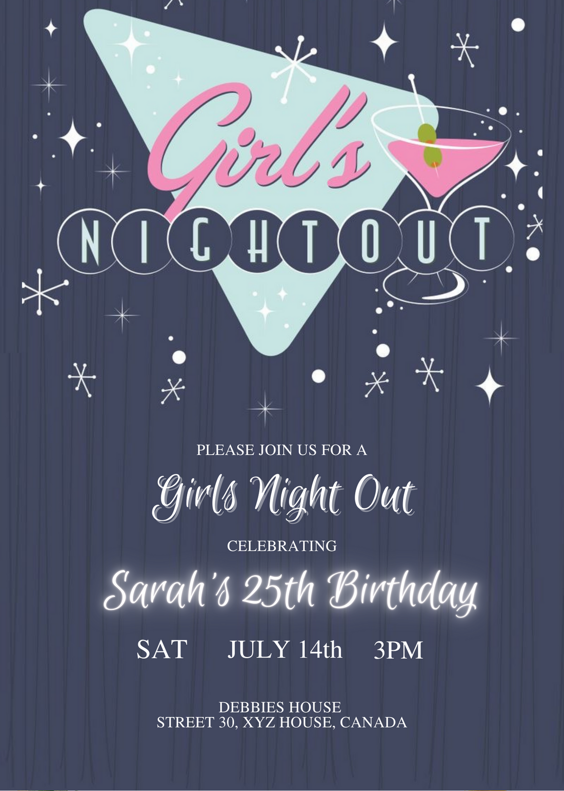 Grey Sisterhood Girls Night Invitation-AAGNI002