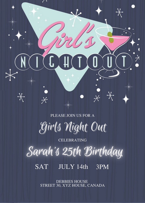 Grey Sisterhood Girls Night Invitation-AAGNI002