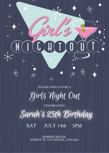 Grey Sisterhood Girls Night Invitation-AAGNI002