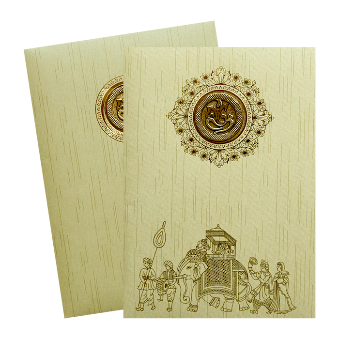 Pista Green Shiny Ganesha Wedding Card-King of Cards