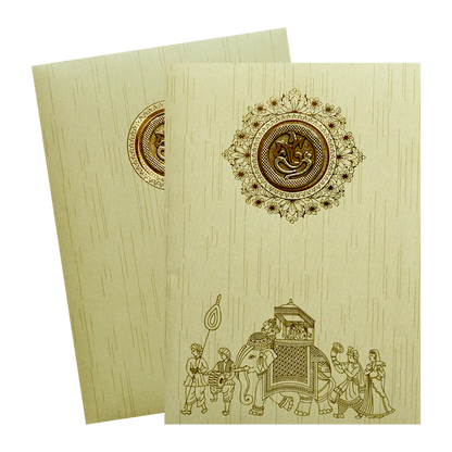 Pista Green Shiny Ganesha Wedding Card-King of Cards