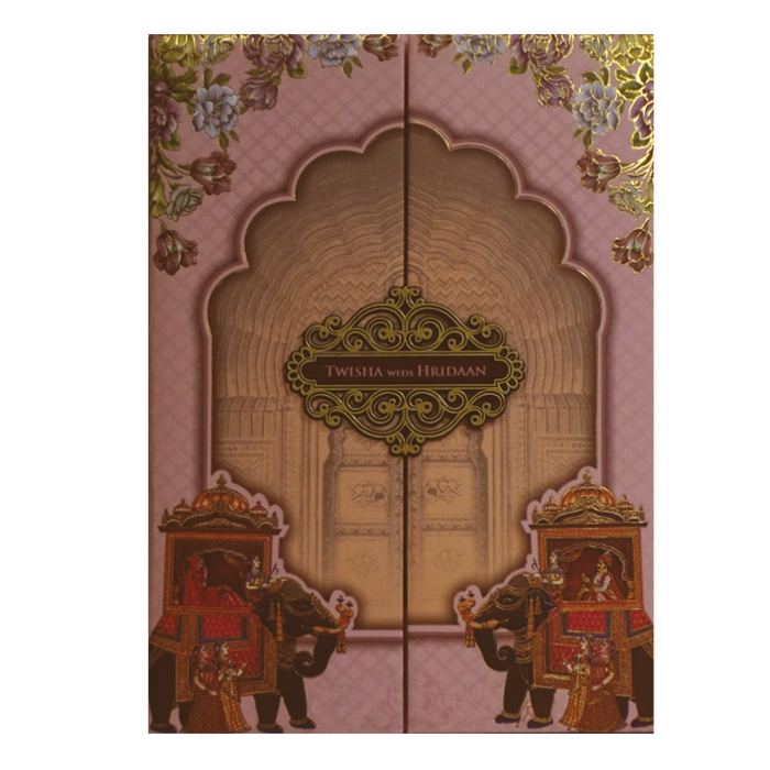 Peachy Pink Padded Wedding Card-King of Cards