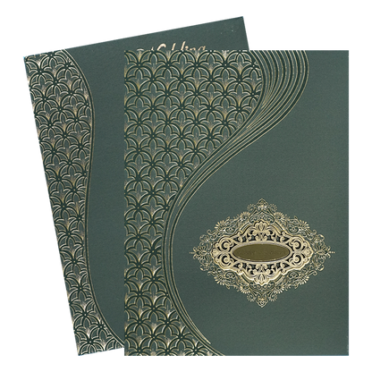 Dark Green Gold Geometric Padded Wedding Card-KSSC2200