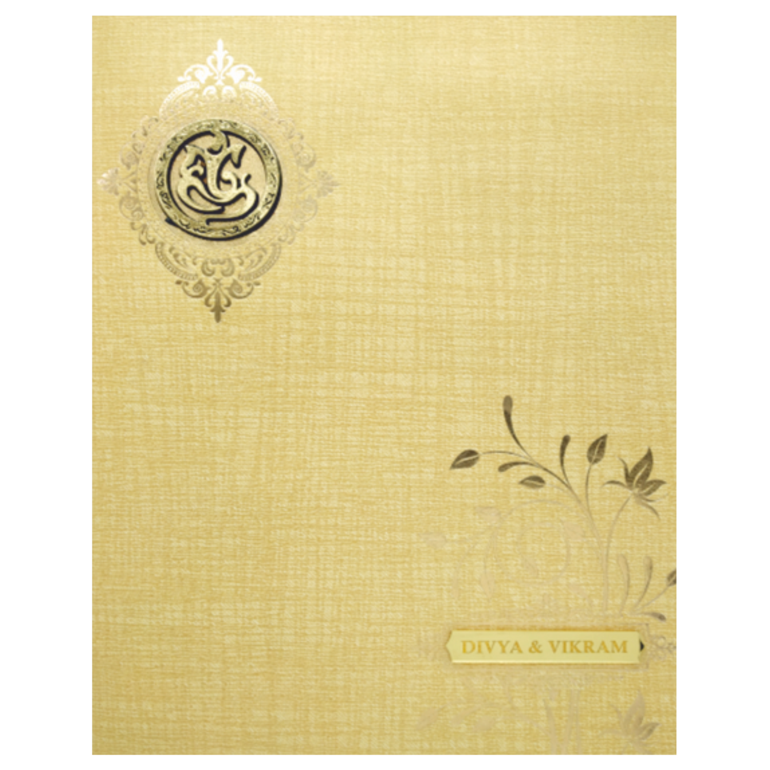 Brown Gold Jumbo Metallic Floral Print In Gold Foiling-KNK50260