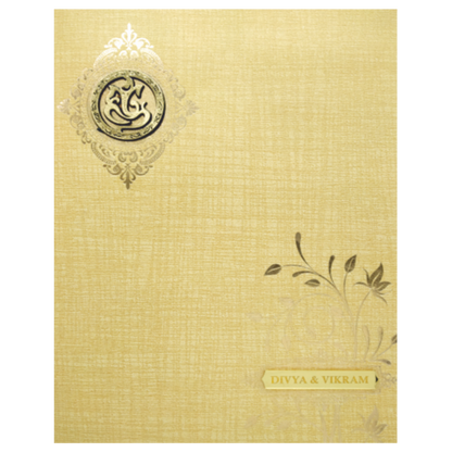 Brown Gold Jumbo Metallic Floral Print In Gold Foiling-KNK50260