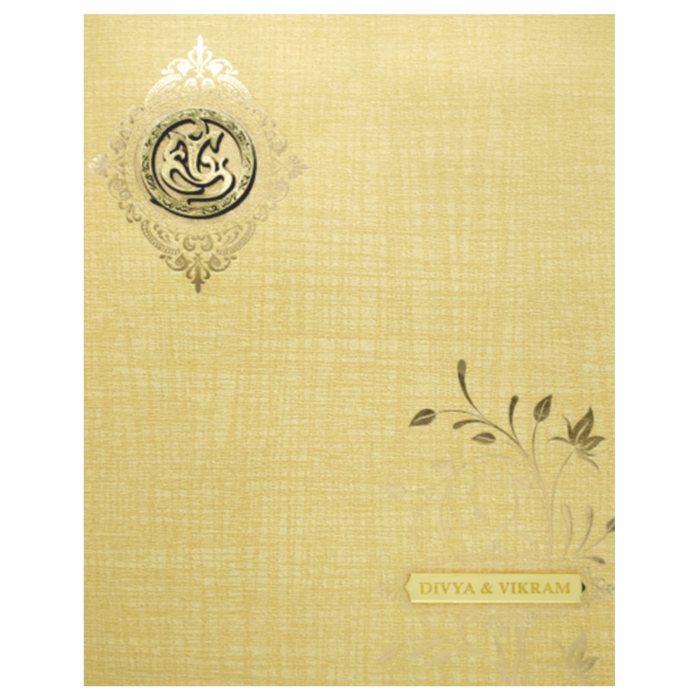Brown Gold Jumbo Metallic Floral Print In Gold Foiling-KNK50260-King of Cards