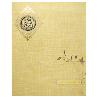Brown Gold Jumbo Metallic Floral Print In Gold Foiling-KNK50260-King of Cards