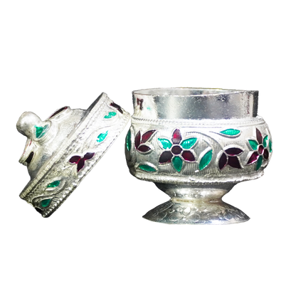 Antique Silver Kumkum Box-King of Cards