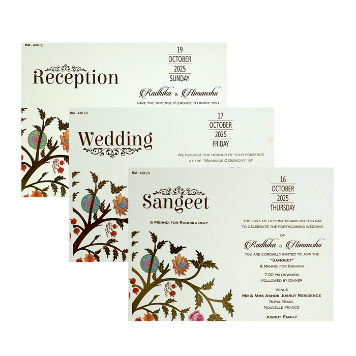 White Gold Foil Tree Wedding Card-King of Cards