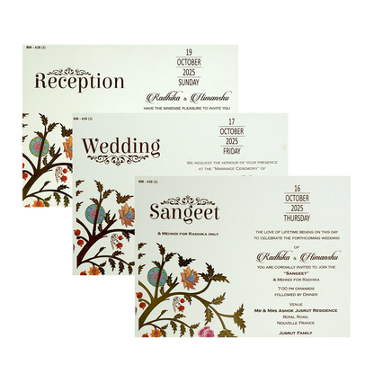White Gold Foil Tree Wedding Card-King of Cards