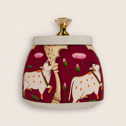 Purple Traditional Cow Floral Decorative Jar - KRAJ0040