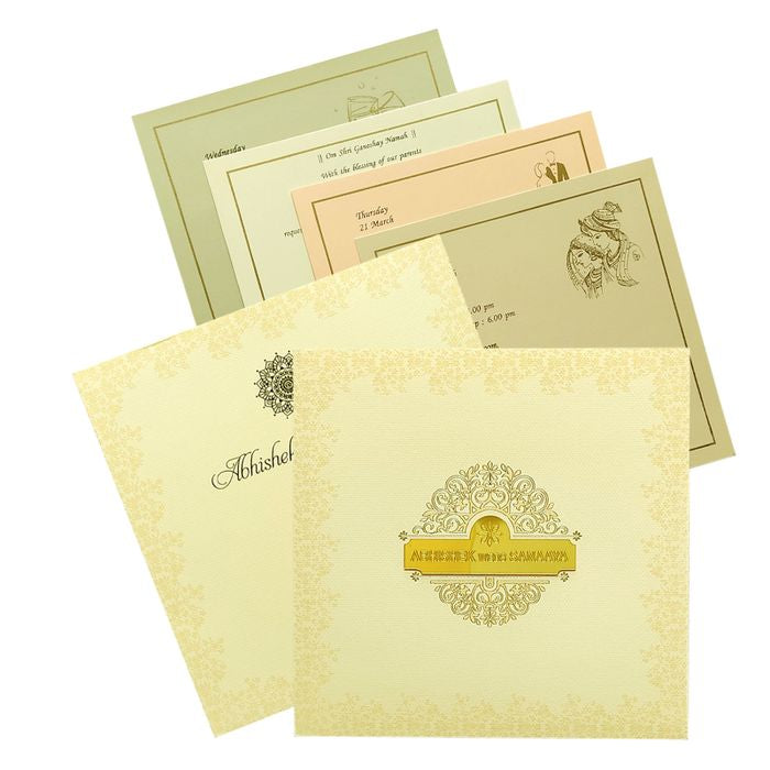 Cream Padded Nameplate Invitation Card-King of Cards