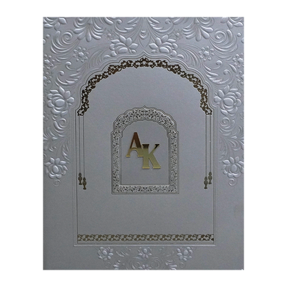 Grey Embossed Floral Wedding Card-King of Cards