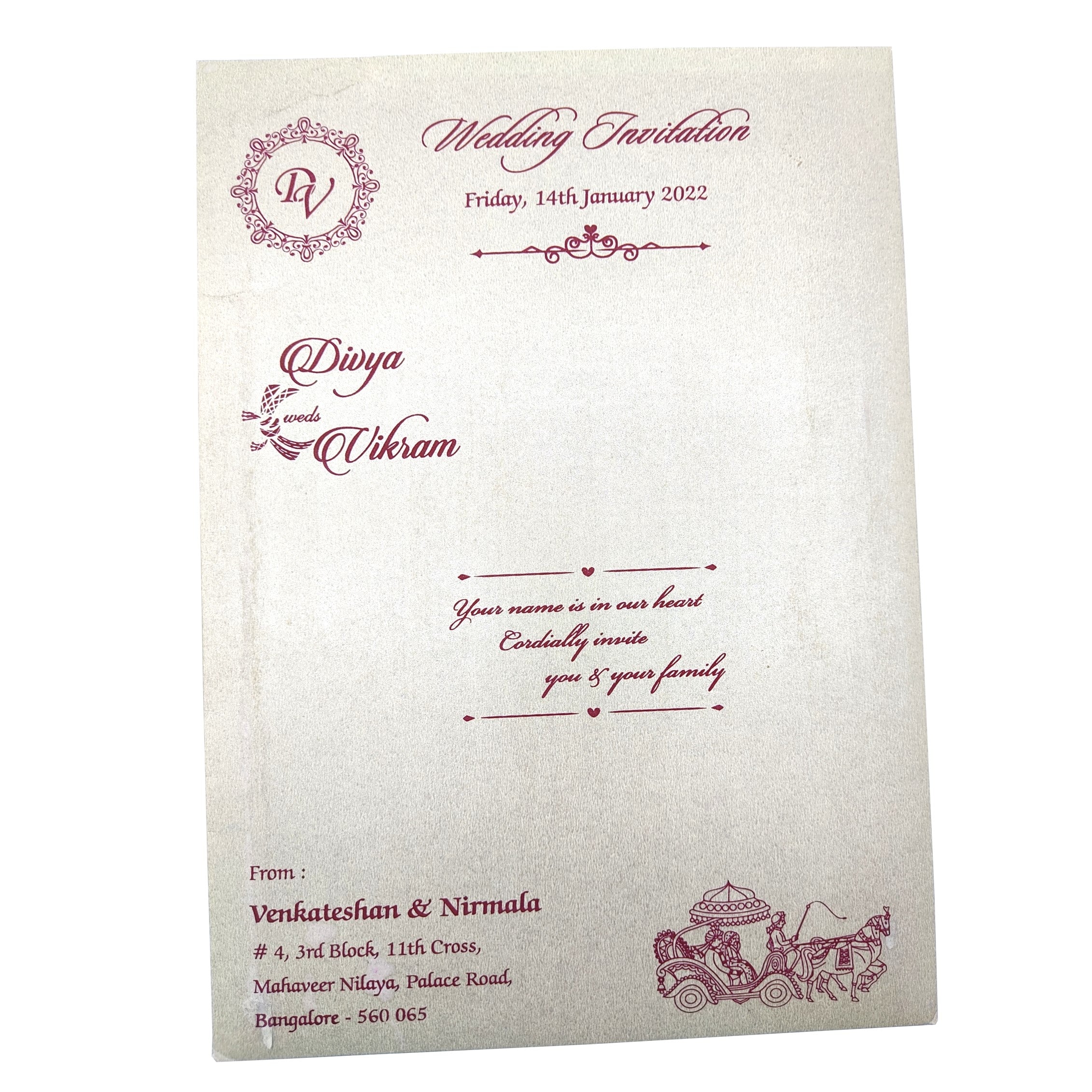 Grey Metallic Floral Gold Foiling With Ganesha And Name plate-KNCM31GS