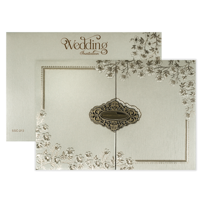 Check out Cream Gold Floral Padded Wedding Card at best price.✅WhatsApp Support ✅Express Delivery.|King of cards.