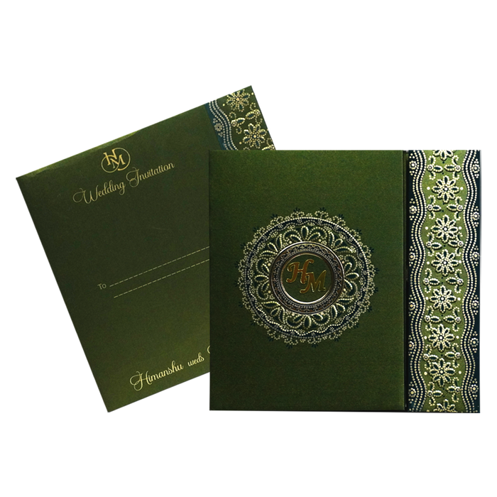 Elegant Green Wedding Card-King of Cards