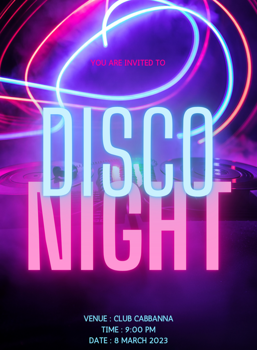 Glittery Gold Wedding Disco Invitation-AAVSI007