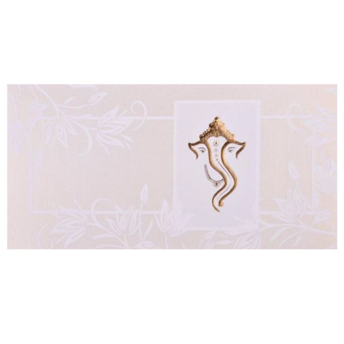 Classic Gold Foiling Ganesha With White Shading Wedding Card - KNKSB021-King of Cards