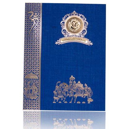 Blue Jumbo Metallic Baraat Print And Varmala Design-KNK50281