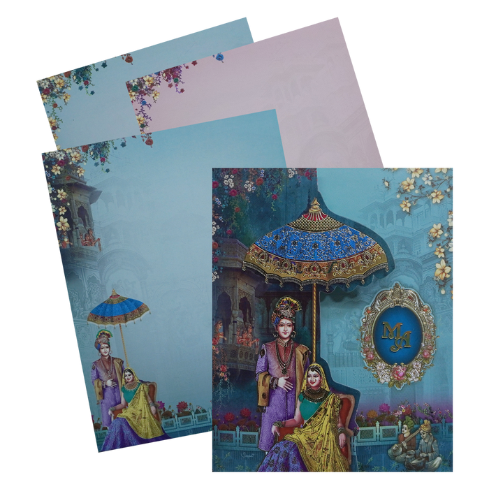 Light Blue Bride Groom Invitation Card-King of Cards