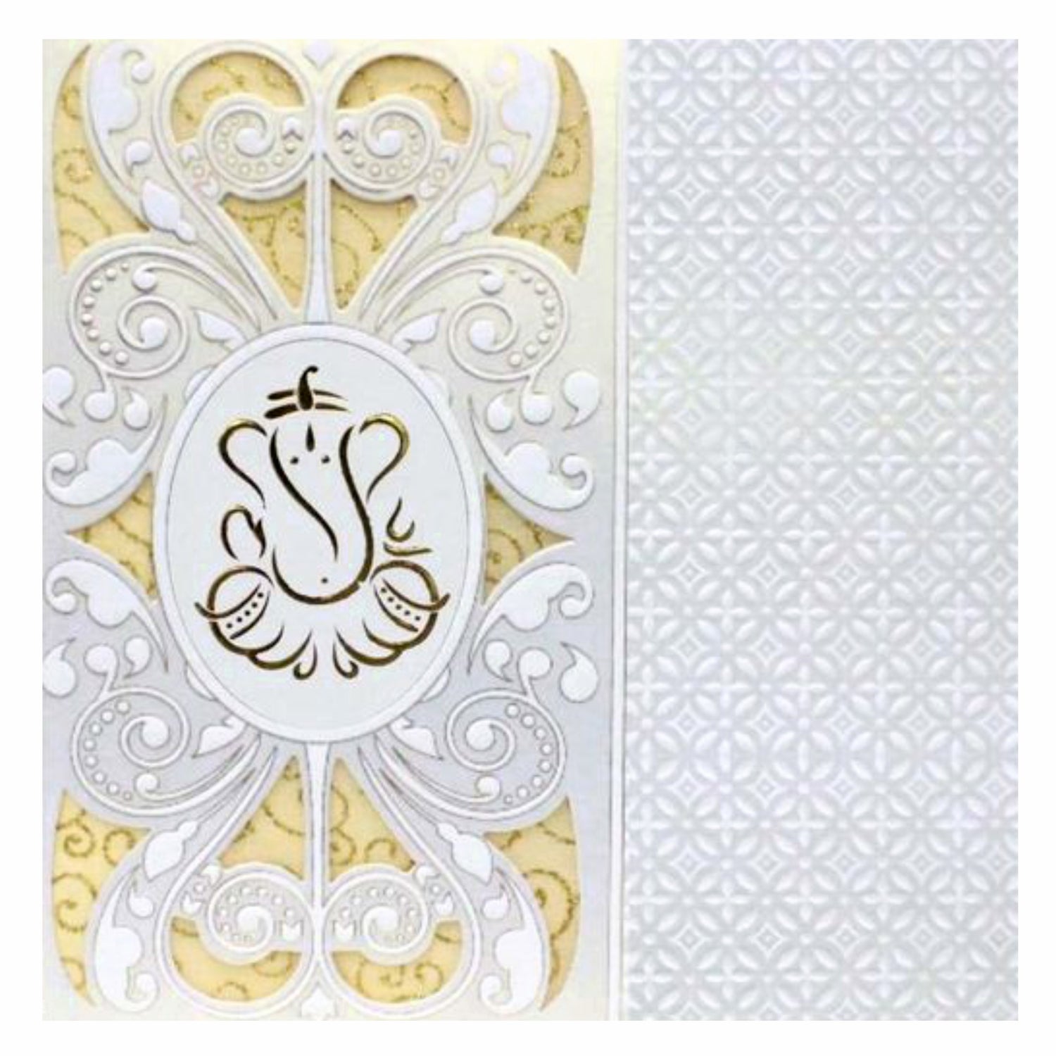 Fluoroscent Gold Colour With Ganesha Wedding Card -  KNK30641