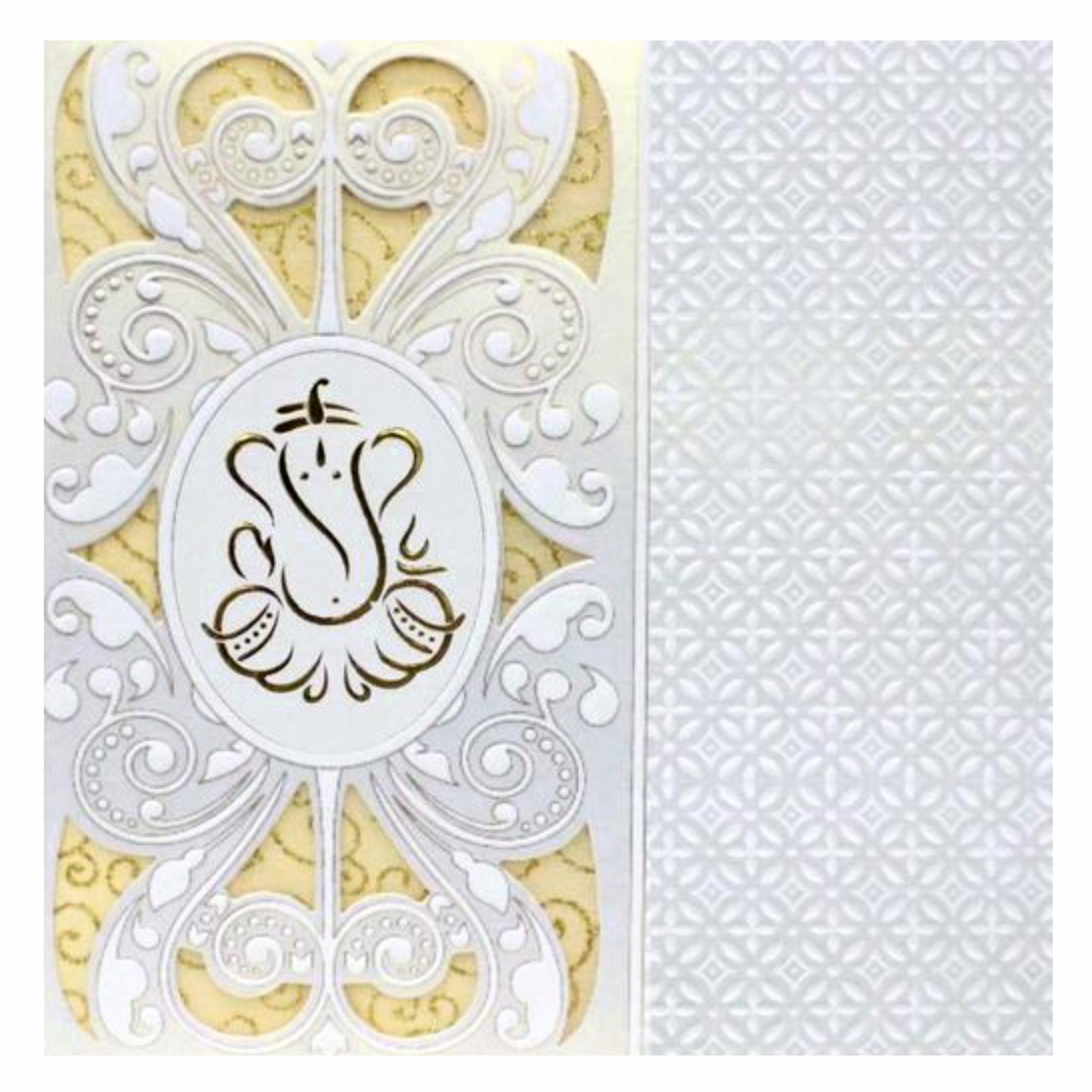 Fluoroscent Gold Colour With Ganesha Wedding Card -  KNK30641