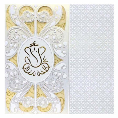 Fluoroscent Gold Colour With Ganesha Wedding Card -  KNK30641
