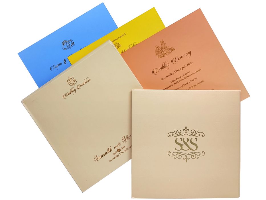 Beige Royal Padded Wedding Card-King of Cards