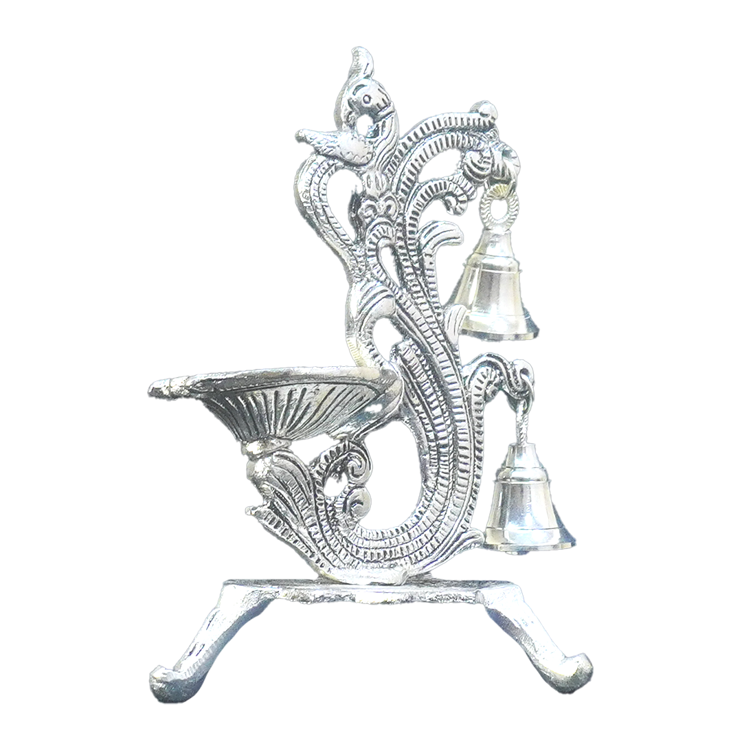 Peacock Deepam with Hanging Bells-King of Cards