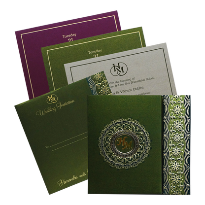 Elegant Green Wedding Card-King of Cards