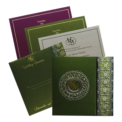 Make your event special with our exclusive Elegant Green Wedding Card Order now! ?WhatsApp Support ?Express Delivery.