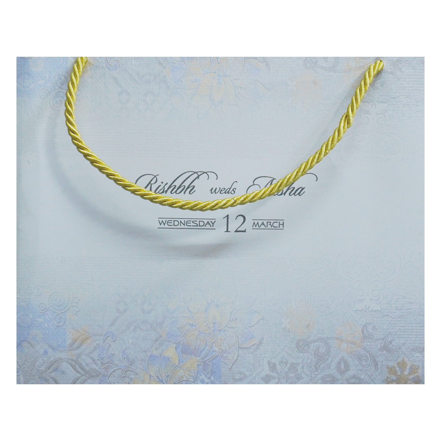 Blue Grey Floral Wedding Box-KRC30790