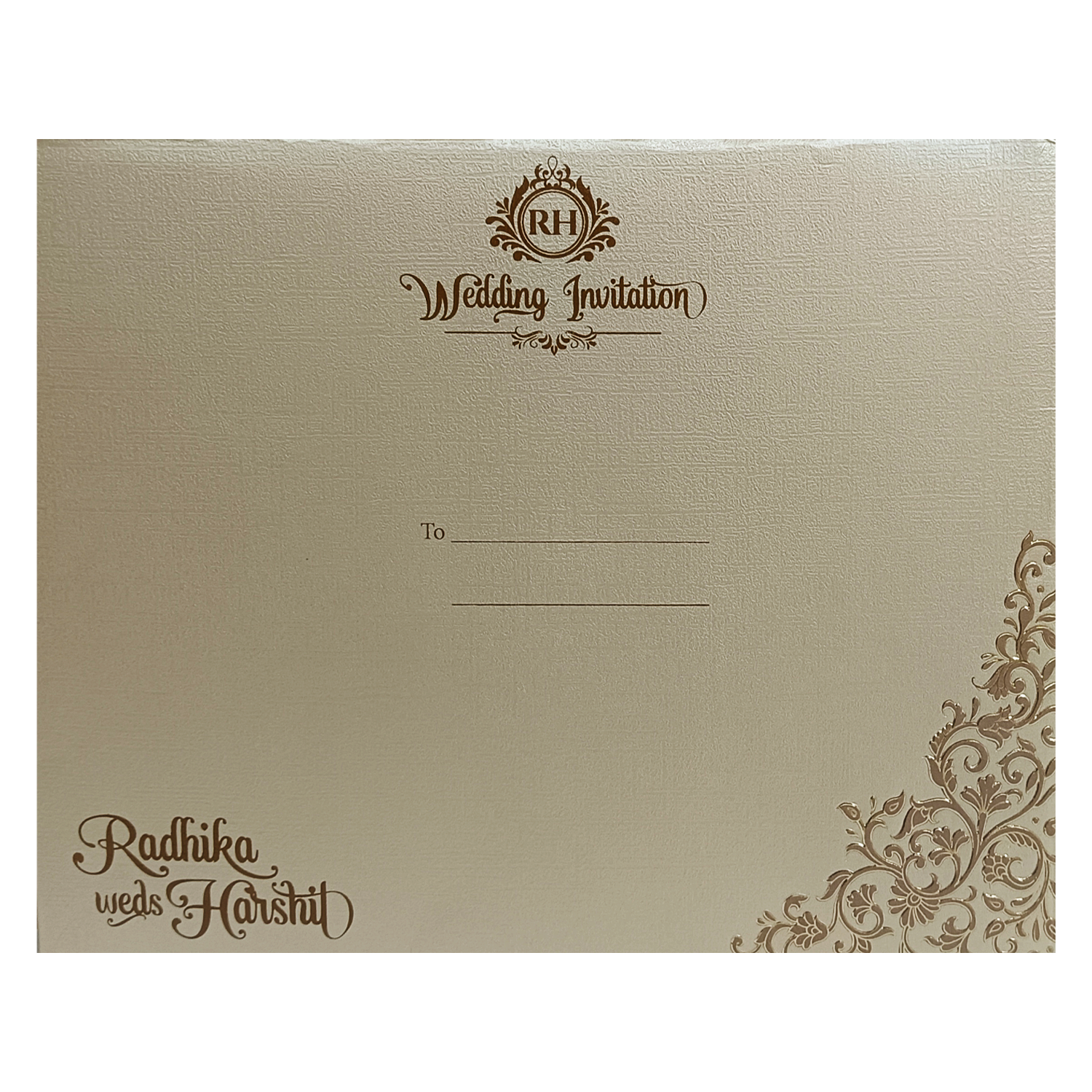 Metallic Light Brown Wedding Card-King of Cards