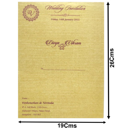 Blue Padding Floral Wedding Card In Gold Foiling Print-KNPC9519B