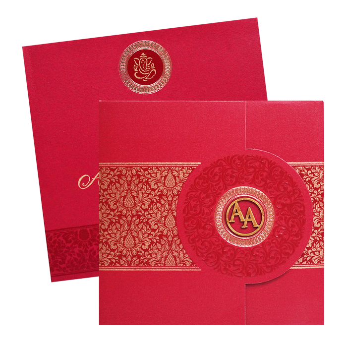 Red Floral Door Box Wedding Card-King of Cards