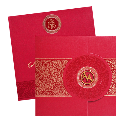 Red Floral Door Box Wedding Card-King of Cards