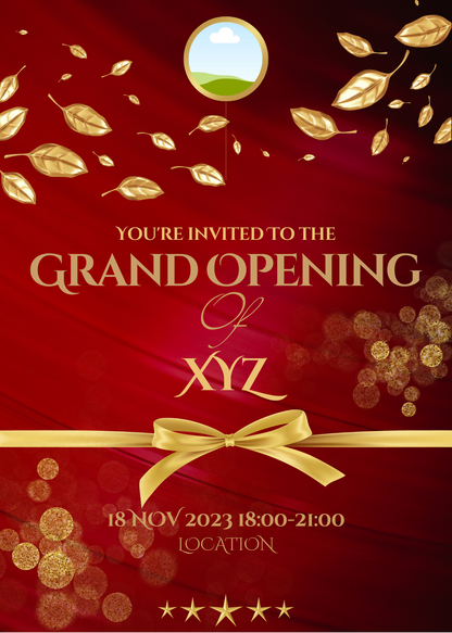 Red Shiny Royal Grand Opening Invitation-AAGOI004