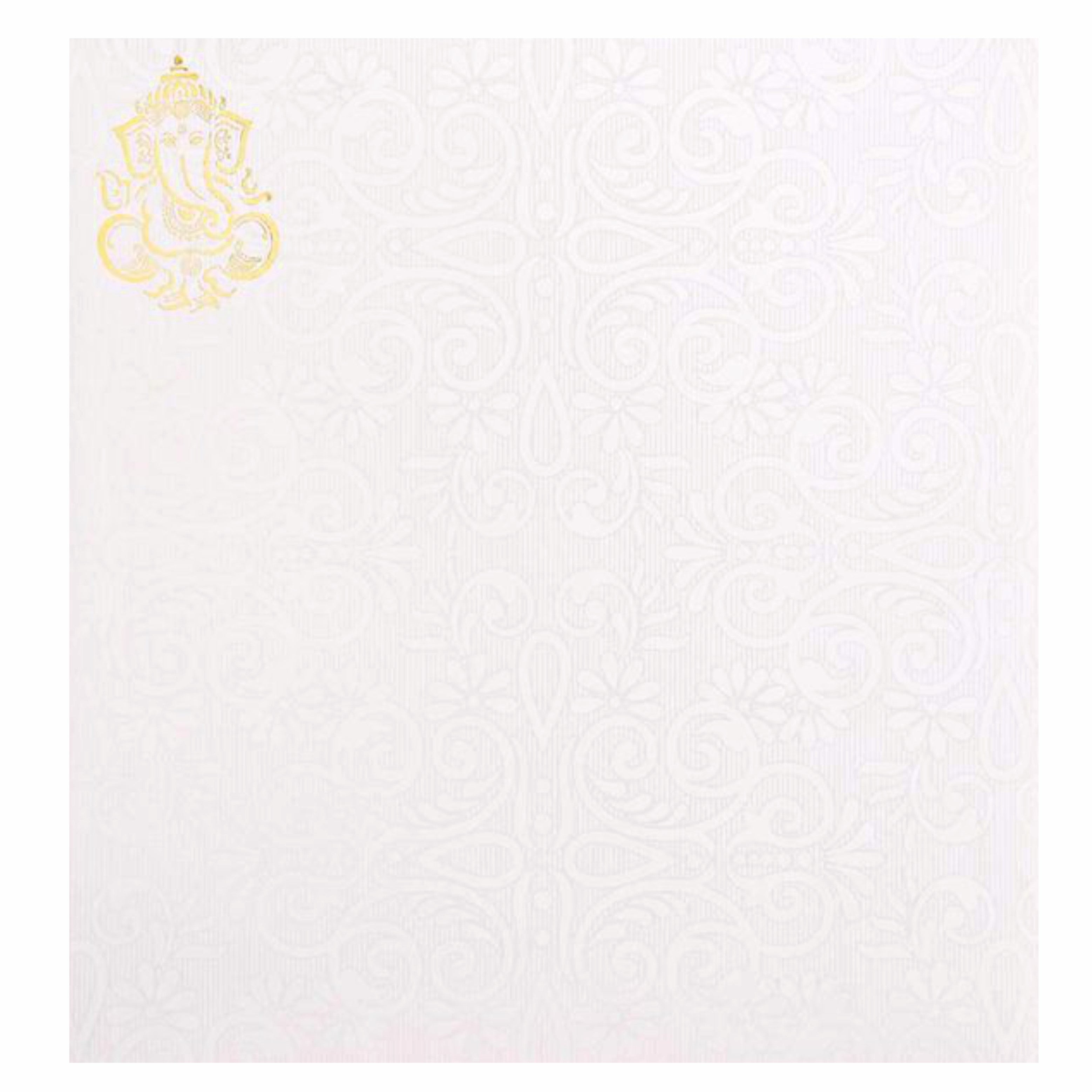 Enchanting White Colour With Ganesha Wedding Card - KNK30581